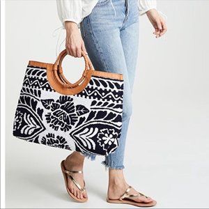 New Large Anthropologie Cleobella Boucle' Leather Tote Bag